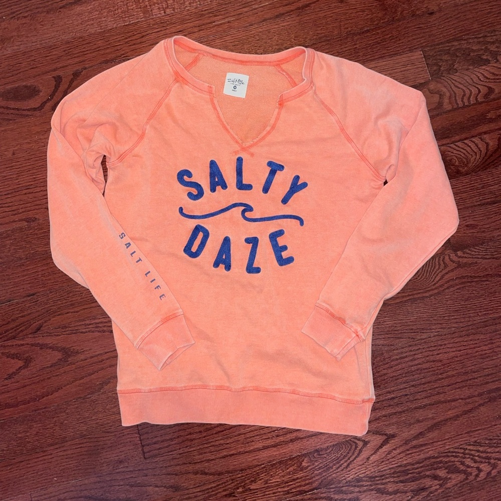 Orange salt life pullover sweat shirt